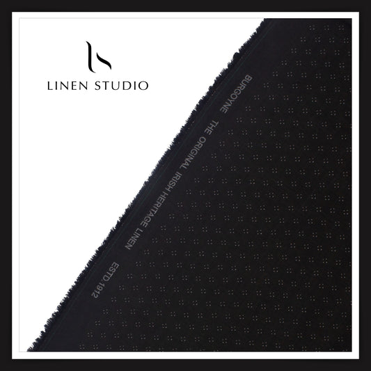 Burgoyne Pure Linen Print on 70 Lea Twill Shirting - Black Dots