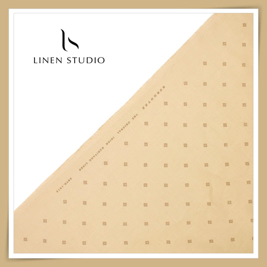 70 Lea Twill Digital Printed Premium Linen by Burgoyne - Light Apricot Square (NEW)