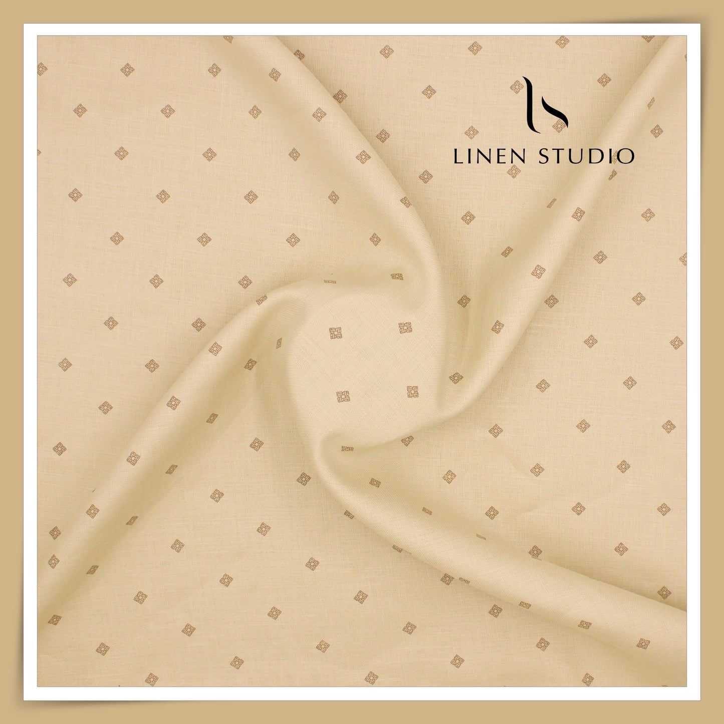 70 Lea Twill Digital Printed Premium Linen by Burgoyne - Light Apricot Square (NEW)