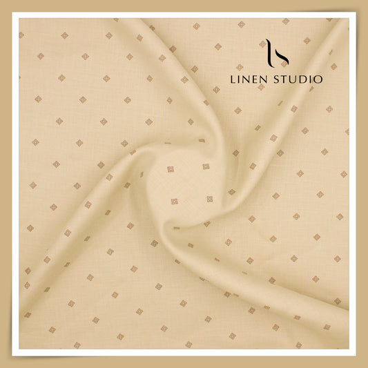 70 Lea Twill Digital Printed Premium Linen by Burgoyne - Light Apricot Square (NEW)