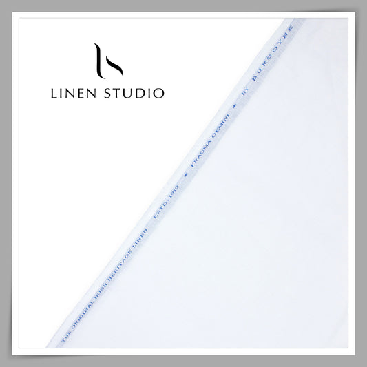 Burgoyne Pure Linen 40 Lea Fragma Scented Shirting - Bright White (Starting Range) (NEW)