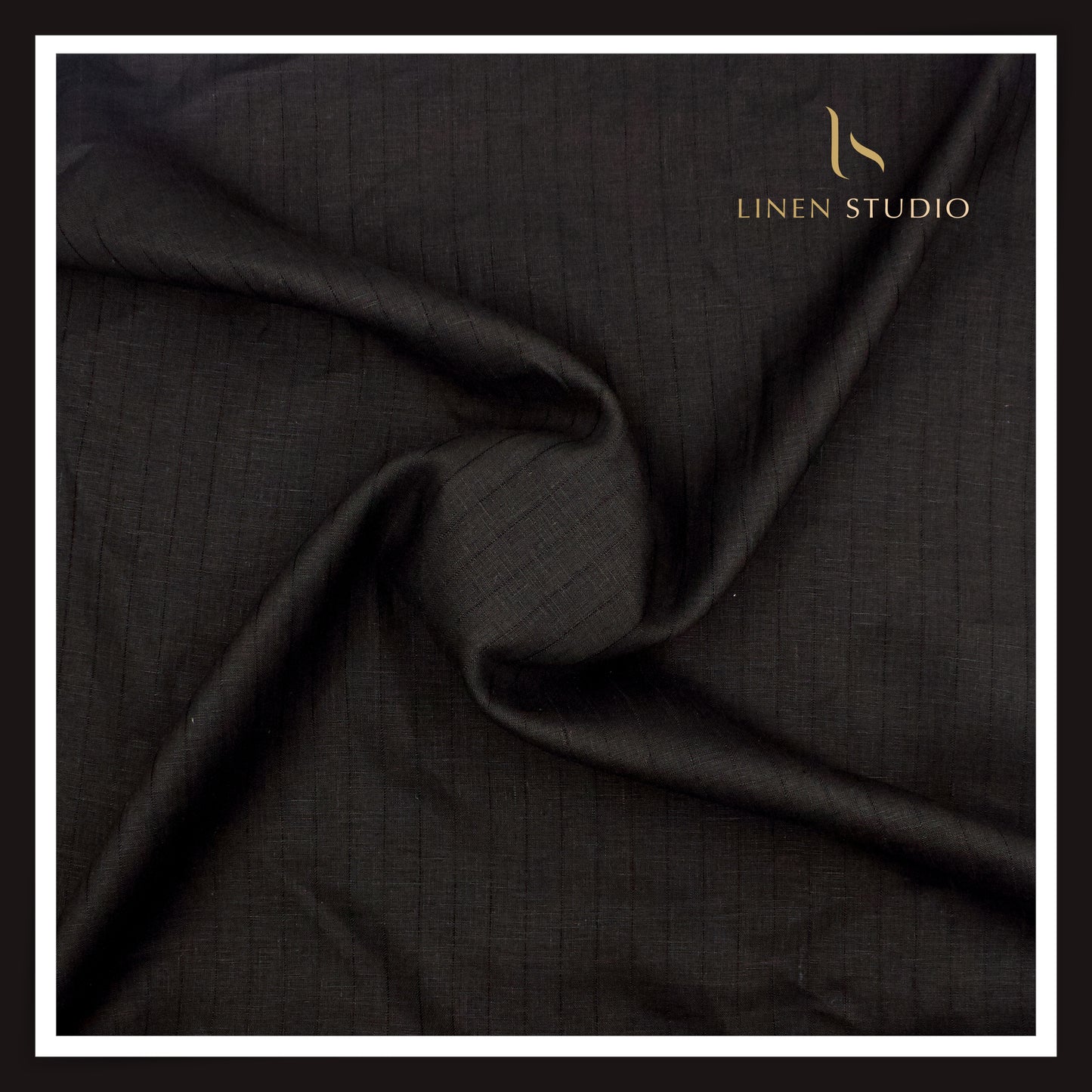 70 Lea Self Stripe Shirting by Burgoyne - Pure Black (NEW) (Fastest Selling)