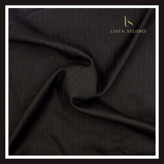 70 Lea Self Stripe Shirting by Burgoyne - Pure Black (NEW) (Fastest Selling)