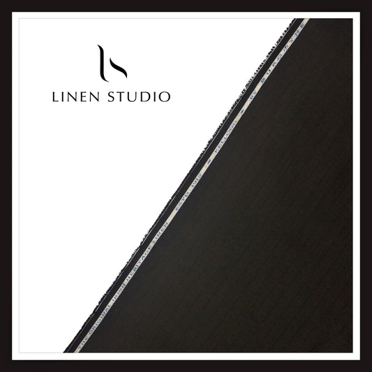 70 Lea Self Stripe Shirting by Burgoyne - Pure Black (NEW) (Fastest Selling)