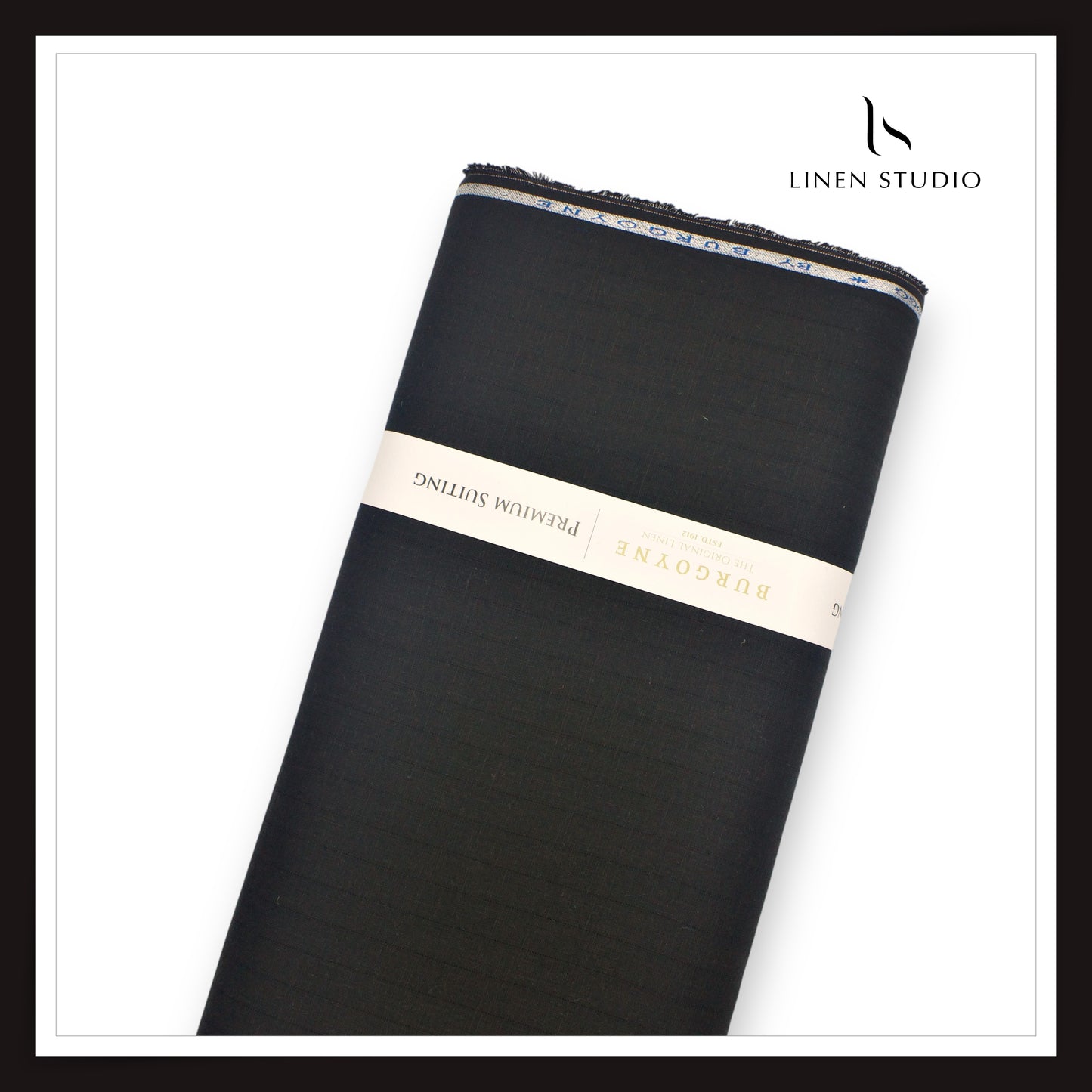 70 Lea Self Stripe Shirting by Burgoyne - Pure Black (NEW) (Fastest Selling)