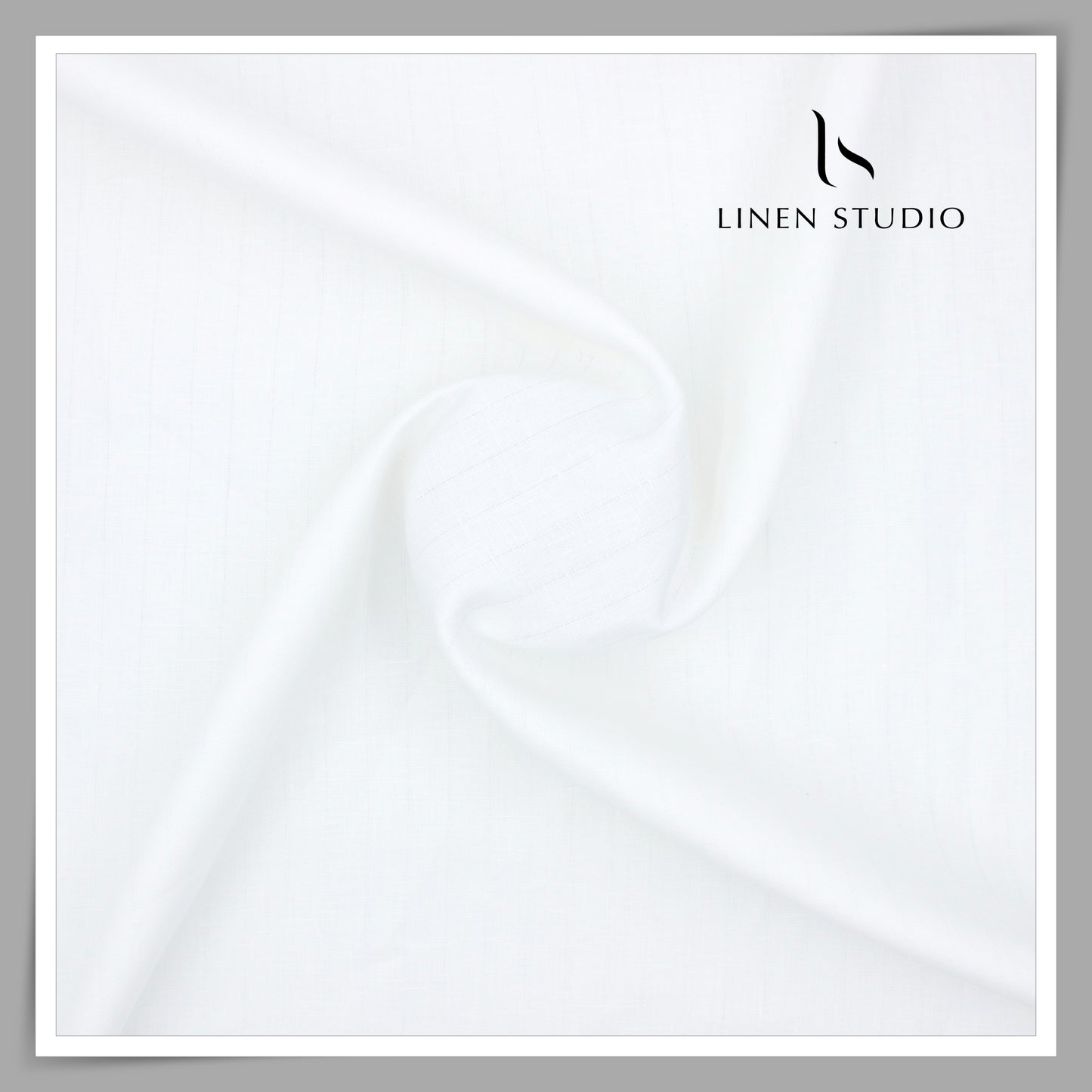 60 Lea Pure Linen Self Striped Shirting by Burgoyne - Bright White (Zoom In) (Most Selling)