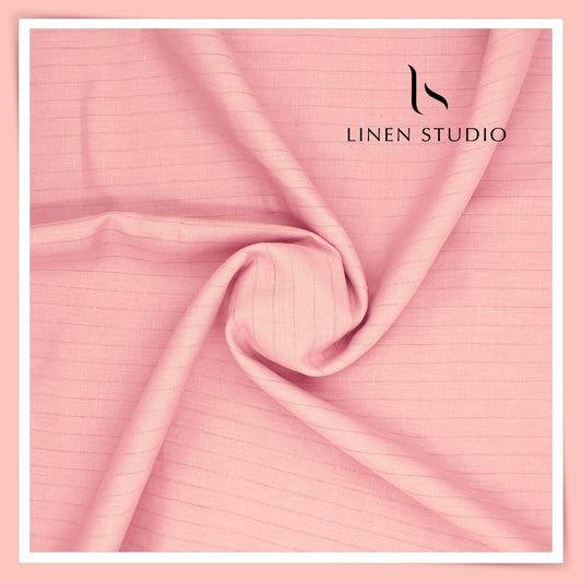 70 Lea Self Stripe Shirting by Burgoyne - Flamingo Pink
