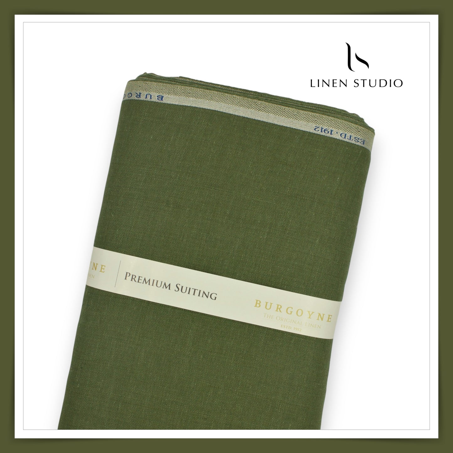 Burgoyne Pure Linen Premium Suiting - Crocodile Green (Summer Collection)