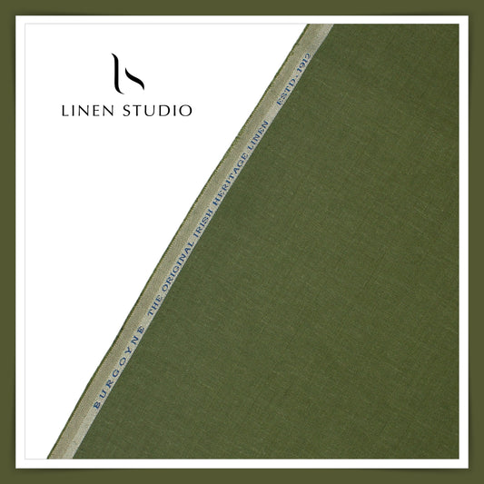 Burgoyne Pure Linen Premium Suiting - Crocodile Green (Summer Collection)