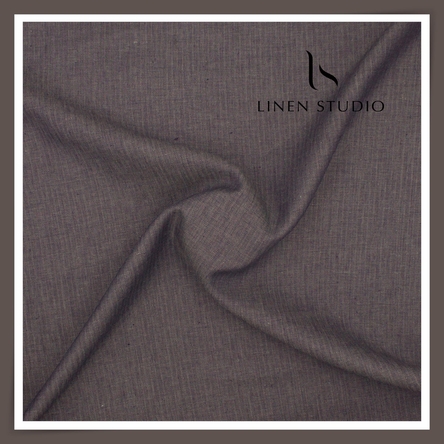 40 Lea Twill Premium Linen Suiting by Burgoyne - Gravel Herringbone Stripes (NEW) (Zoom In)