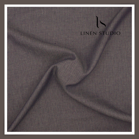 40 Lea Twill Premium Linen Suiting by Burgoyne - Gravel Herringbone Stripes (NEW) (Zoom In)
