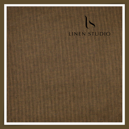 40 Lea Twill Premium Linen Suiting by Burgoyne - Golden Brown Herringbone Stripes (NEW) (Zoom In)