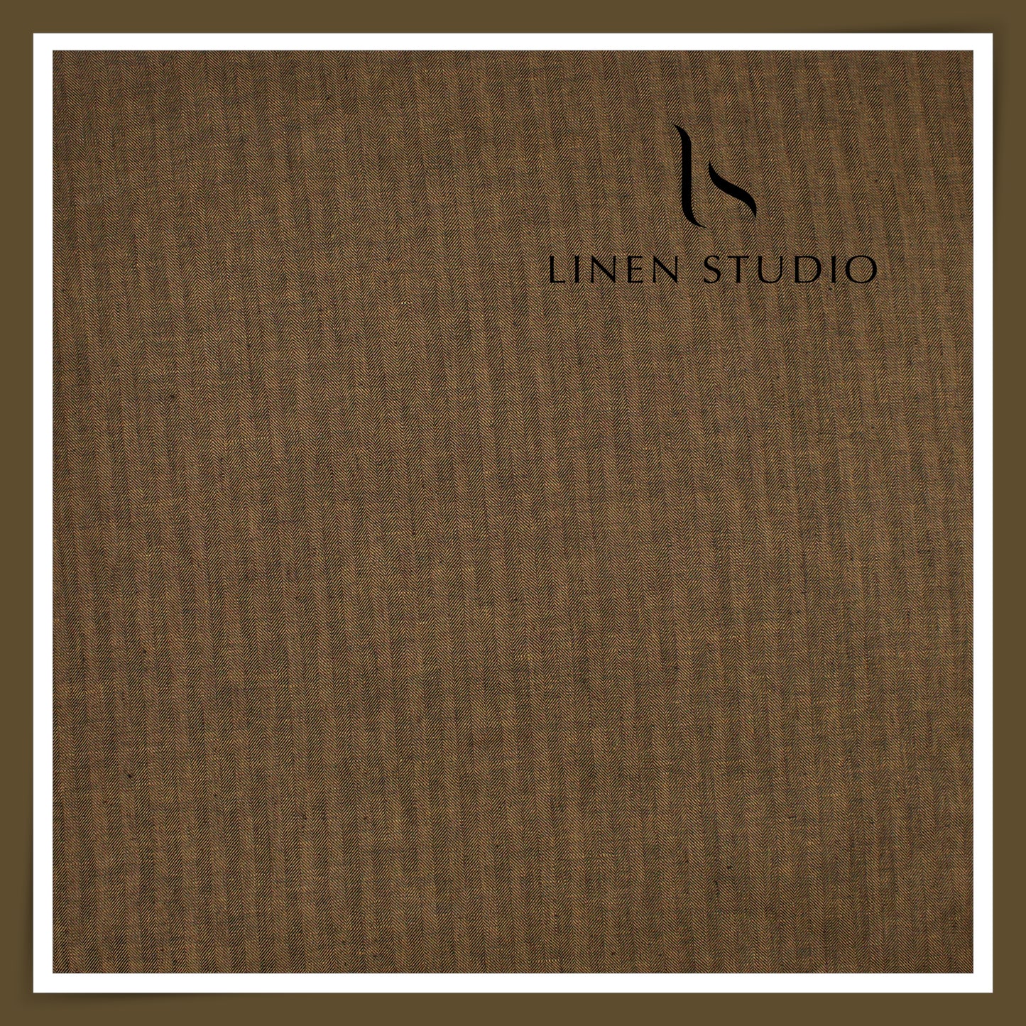 40 Lea Twill Premium Linen Suiting by Burgoyne - Golden Brown Herringbone Stripes (NEW) (Zoom In)