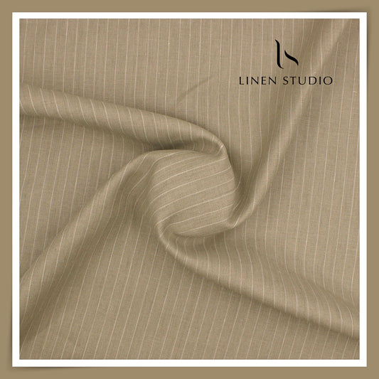 40 Lea Premium Linen Suiting by Burgoyne - Beautiful Natural & White Broken Stripes (NEW)