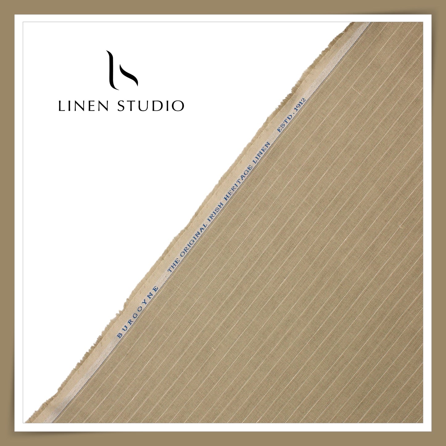 40 Lea Premium Linen Suiting by Burgoyne - Beautiful Natural & White Broken Stripes (NEW)