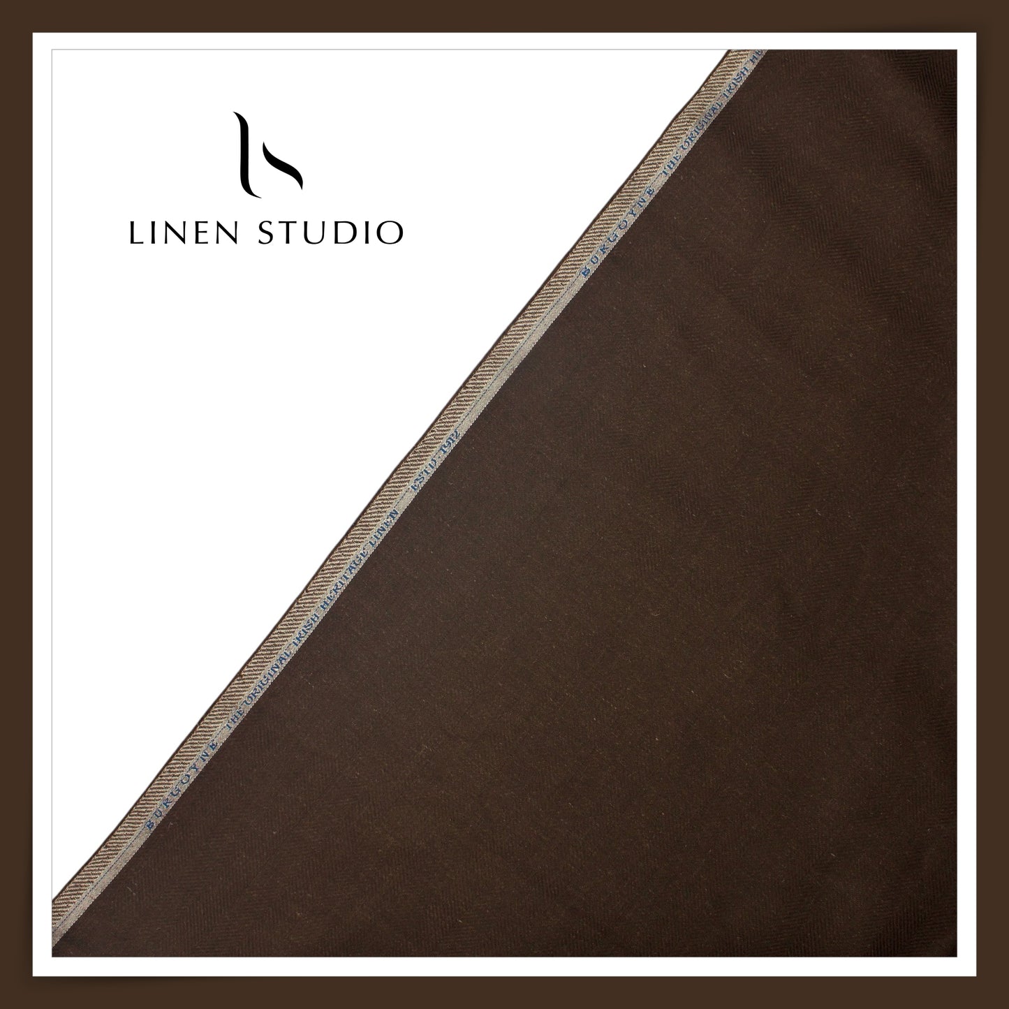40 Lea Premium Linen Suiting by Burgoyne - Brown Herringbone Stripes (NEW) (Zoom In)