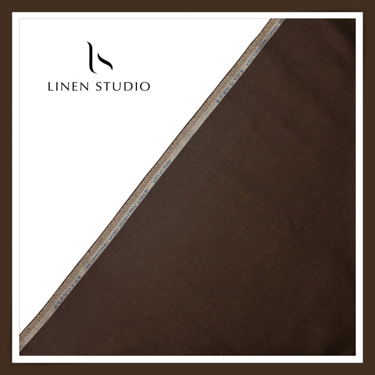 40 Lea Premium Linen Suiting by Burgoyne - Brown Herringbone Stripes (NEW) (Zoom In)
