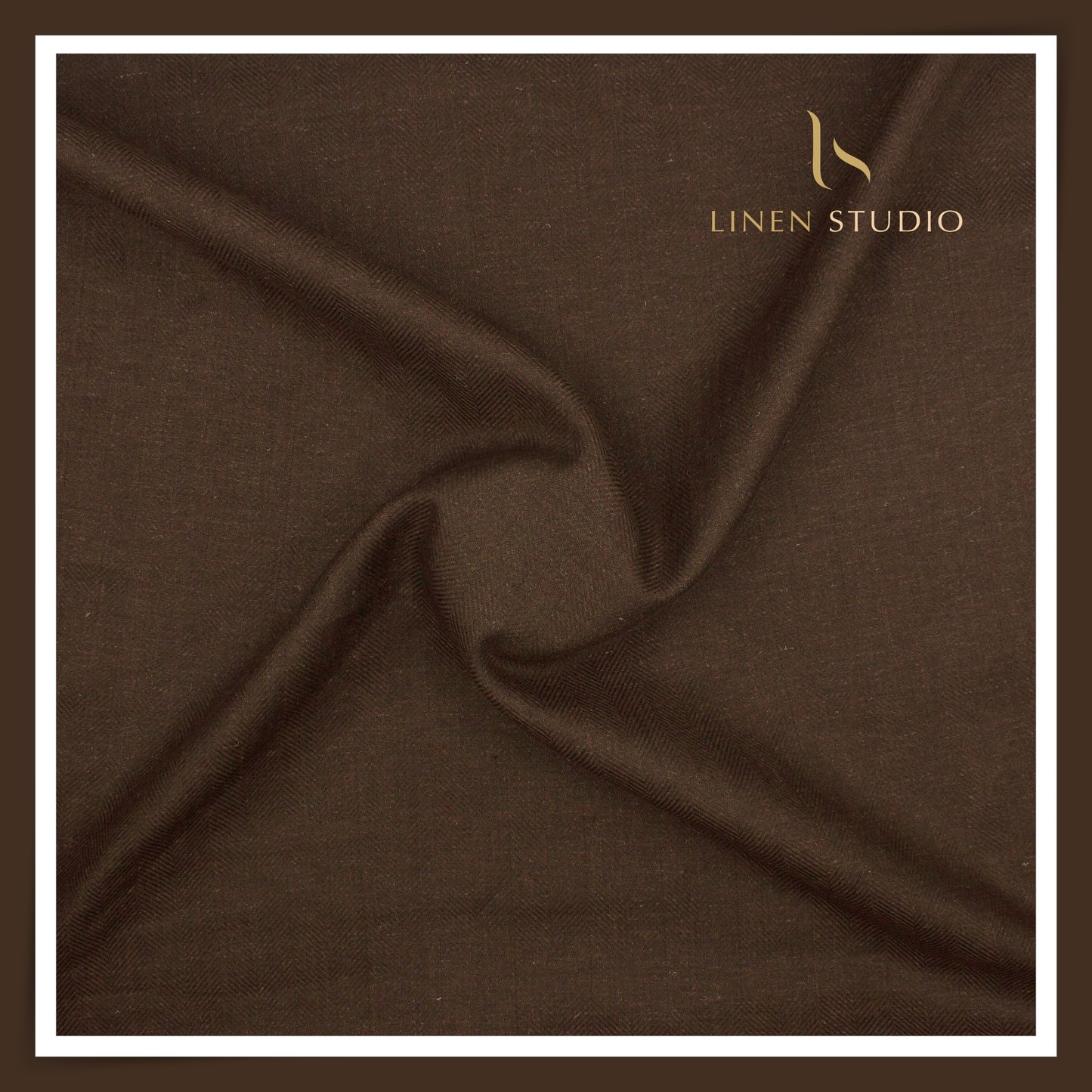 40 Lea Premium Linen Suiting by Burgoyne - Brown Herringbone Stripes (NEW) (Zoom In)