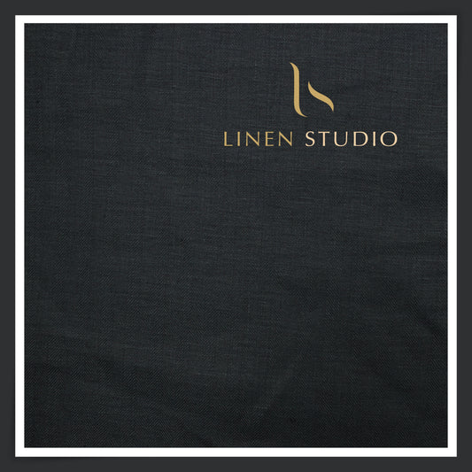 40 Lea Premium Linen Suiting by Burgoyne - Dark Blue Herringbone (NEW) (Zoom In)