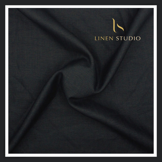 40 Lea Premium Linen Suiting by Burgoyne - Dark Blue Herringbone (NEW) (Zoom In)