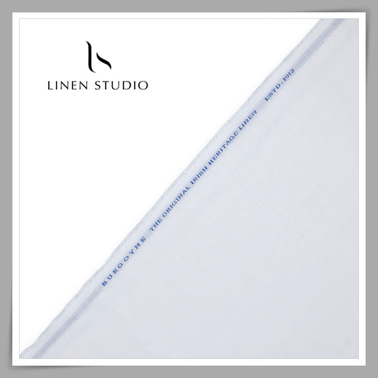 40 Lea Premium Linen Suiting by Burgoyne - Bright White Herringbone (NEW) (Zoom In)