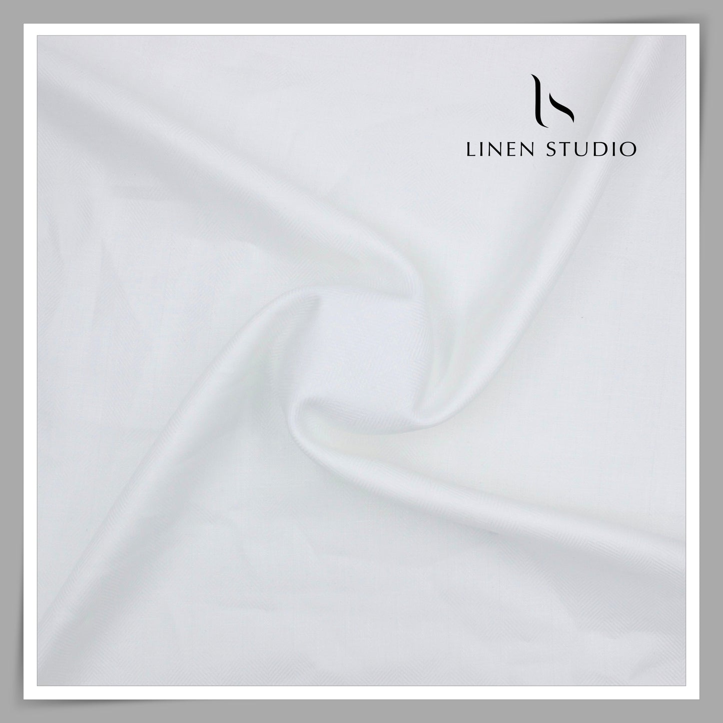 40 Lea Premium Linen Suiting by Burgoyne - Bright White Herringbone (NEW) (Zoom In)