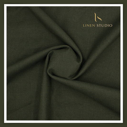 Burgoyne Pure Linen Premium Suiting - Dark Green (Last Few Mtrs)
