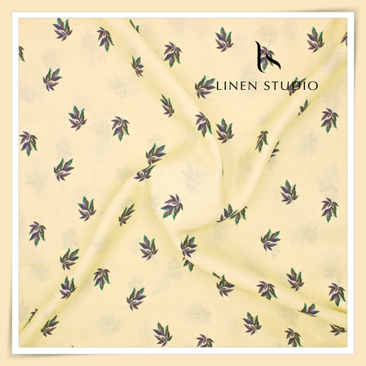 60 Lea Printed with Jacquard Design Pure Linen Shirting by Burgoyne (NEW) (Zoom In)