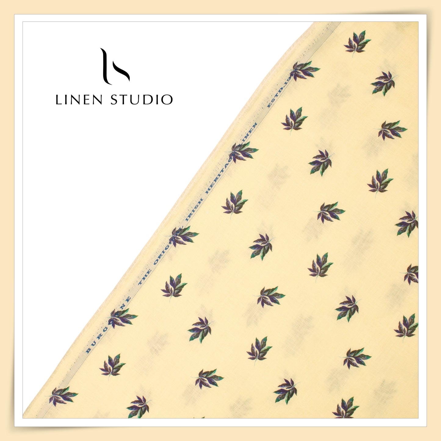 60 Lea Printed with Jacquard Design Pure Linen Shirting by Burgoyne (NEW) (Zoom In)