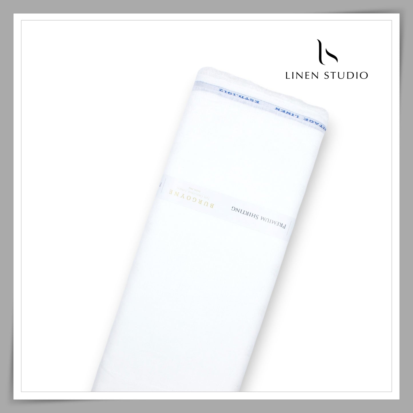 60 Lea Pure Linen Jacquard Shirting by Burgoyne Ireland - White Keri (NEW) (Zoom In)