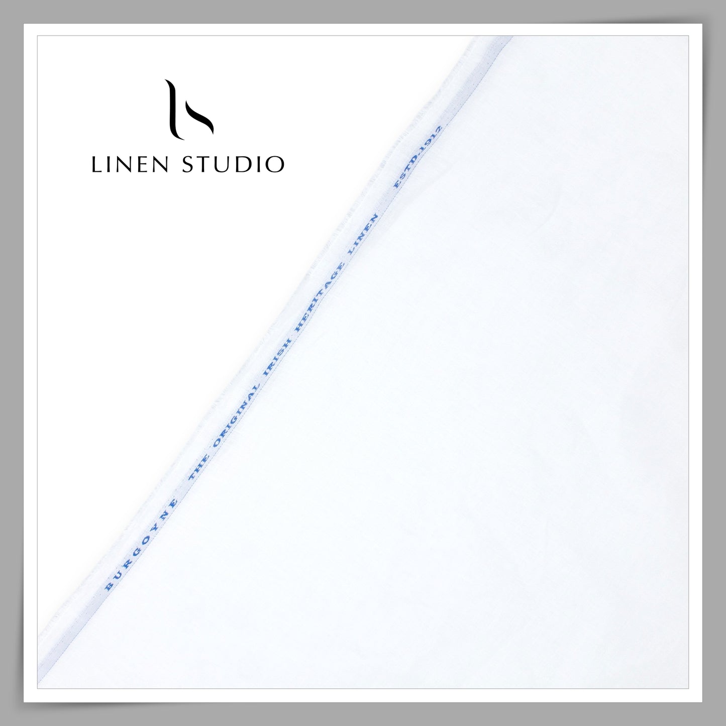 60 Lea Pure Linen Jacquard Shirting by Burgoyne Ireland - White Keri (NEW) (Zoom In)