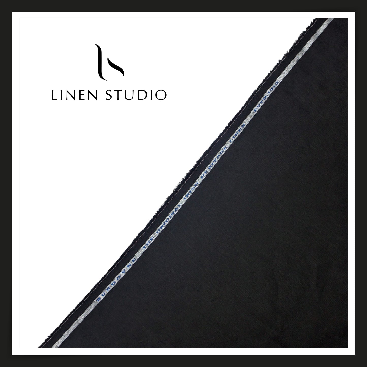 60 Lea Pure Linen Jacquard Shirting by Burgoyne Ireland - Black Butta (NEW) (Zoom In)