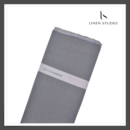 70 Lea Twill Shirting by Burgoyne - Mountain Grey Micro Checks (NEW)