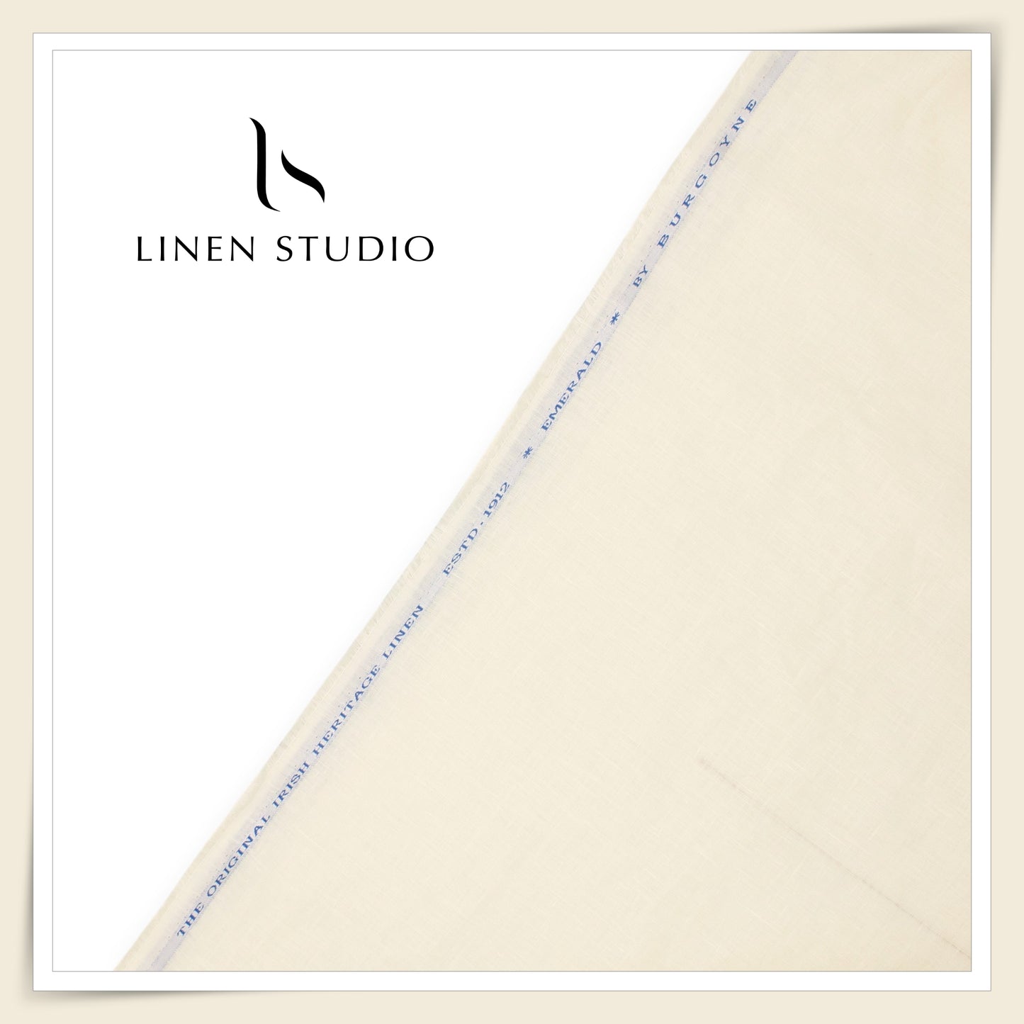 70 Lea Premium Linen Pocket Embroidery Shirting by Burgoyne Ireland - Cream (NEW)