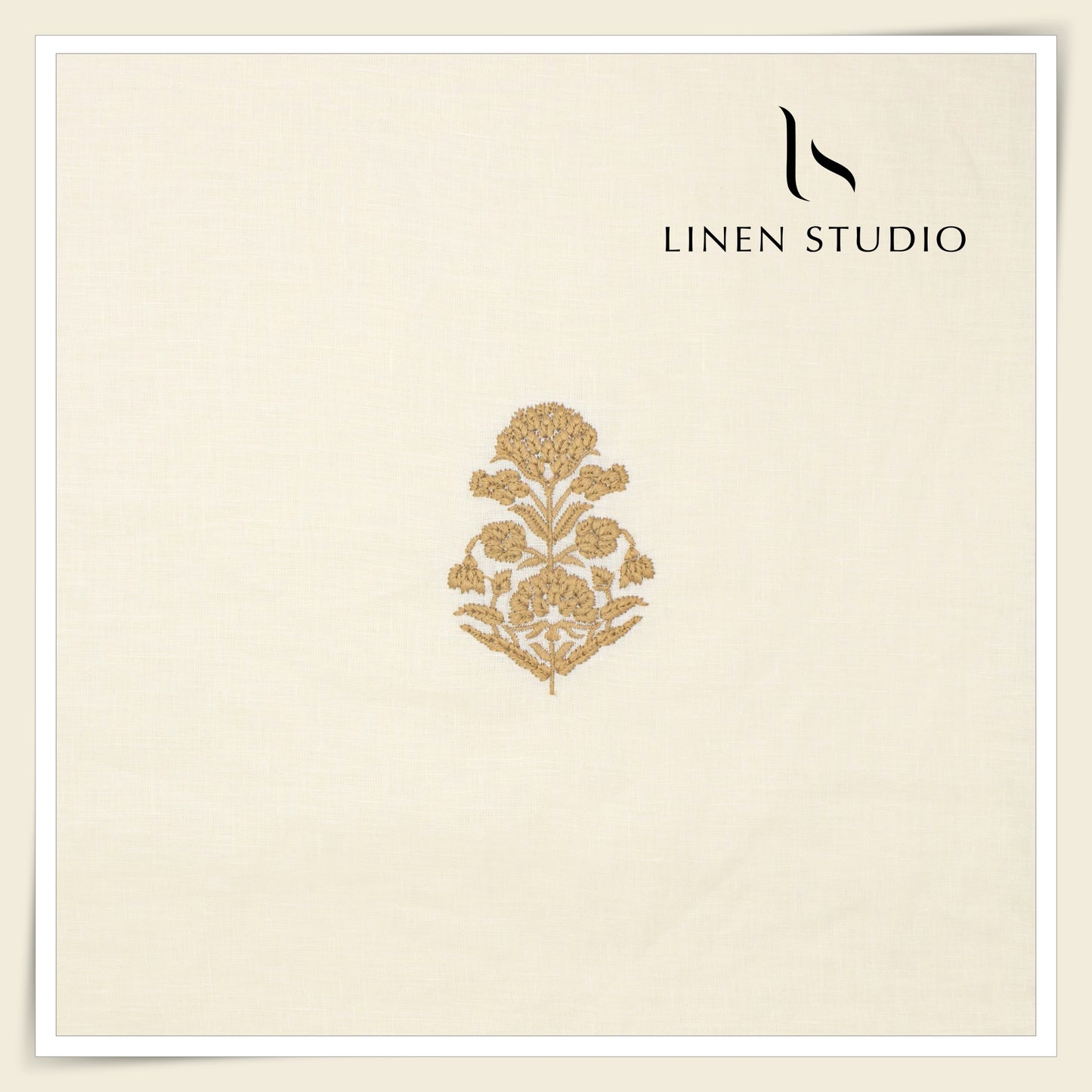 70 Lea Premium Linen Pocket Embroidery Shirting by Burgoyne Ireland - Cream (NEW)