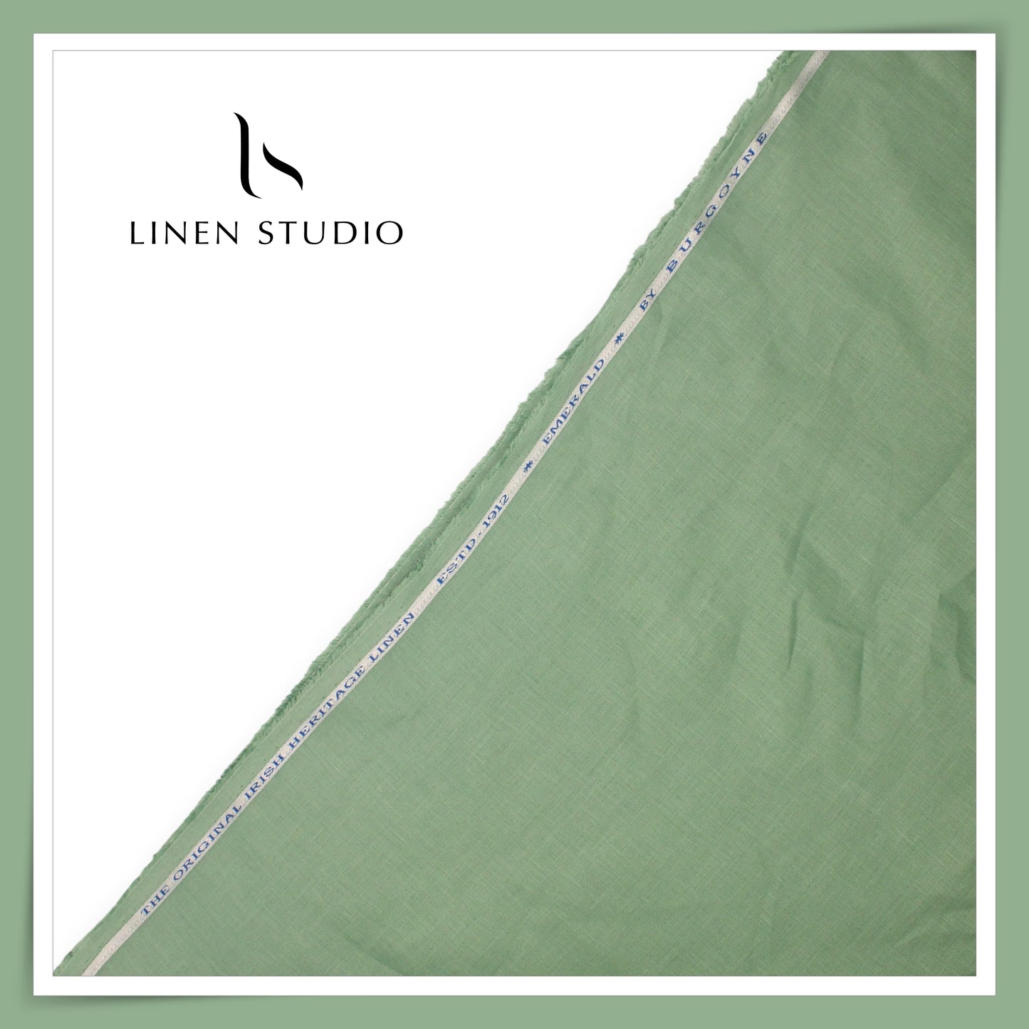 70 Lea Premium Linen Surface Embroidery Shirting by Burgoyne Ireland - Sage (NEW)