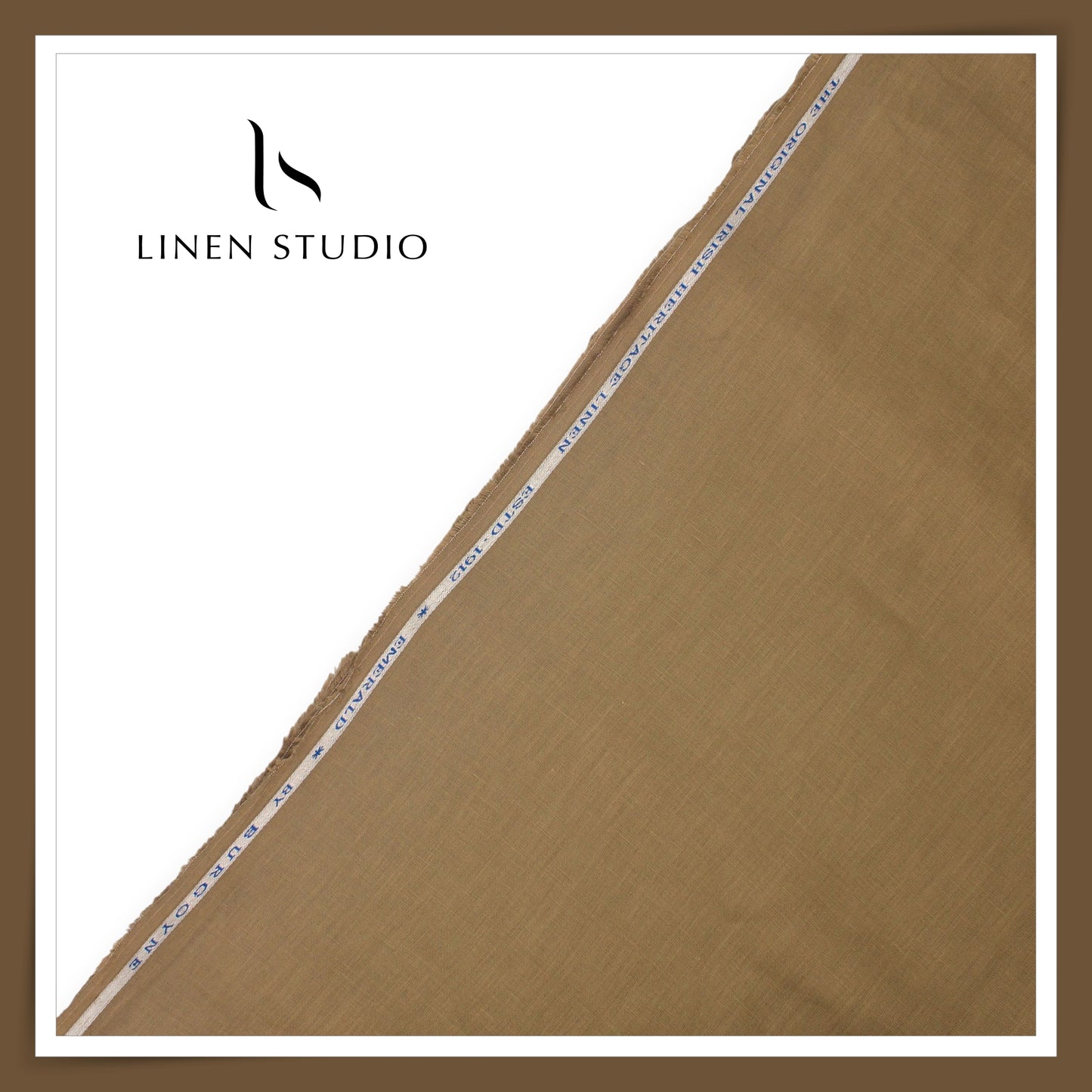 70 Lea Premium Linen Surface Embroidery Shirting by Burgoyne Ireland - Mocha (NEW)