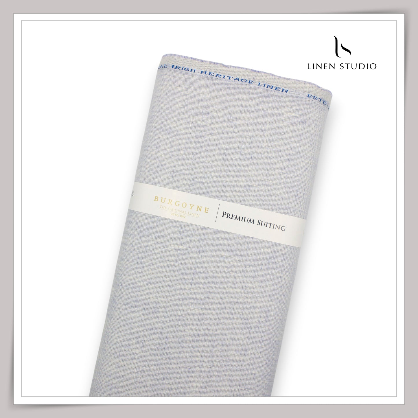 40 Lea Pure Linen Suiting by Burgoyne - Light Blue Textured (NEW)