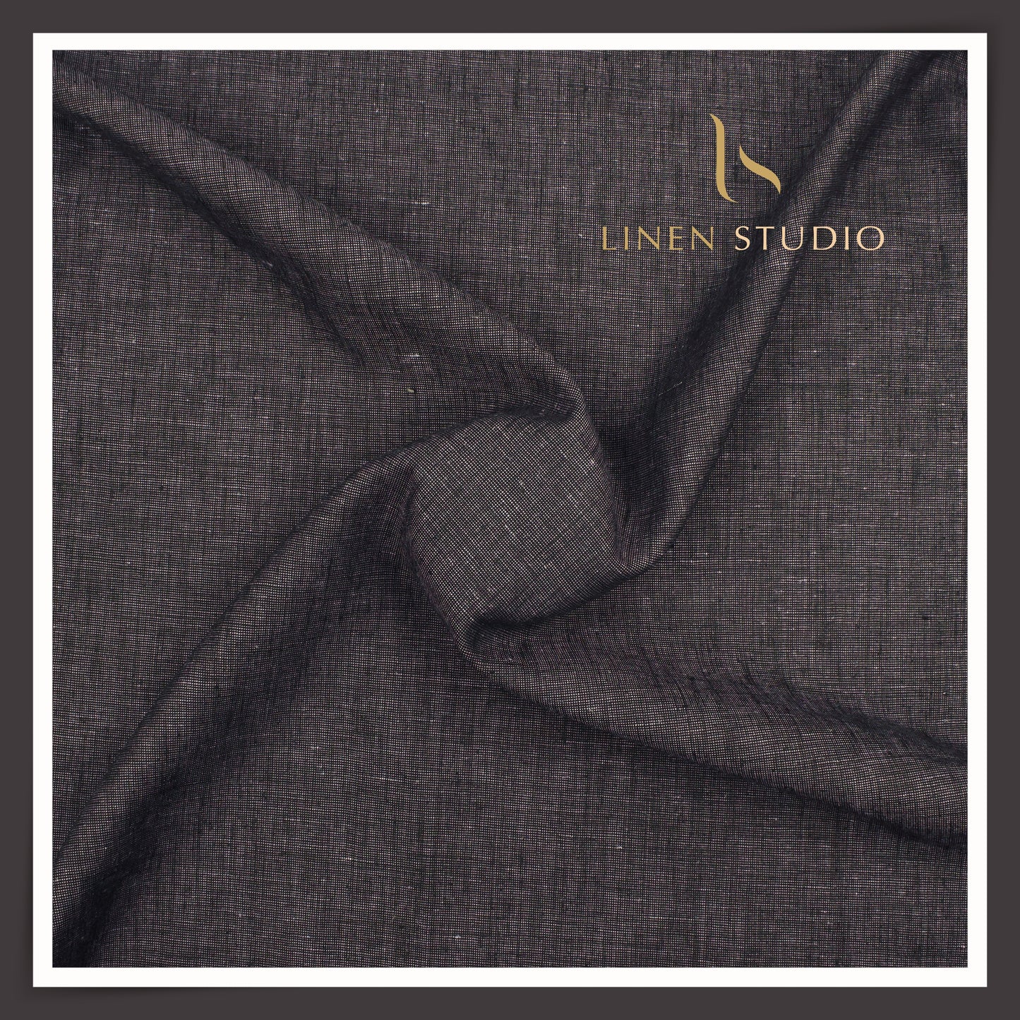 40 Lea Pure Linen Suiting by Burgoyne - Purplish Black Pick & Pick Textured (NEW)