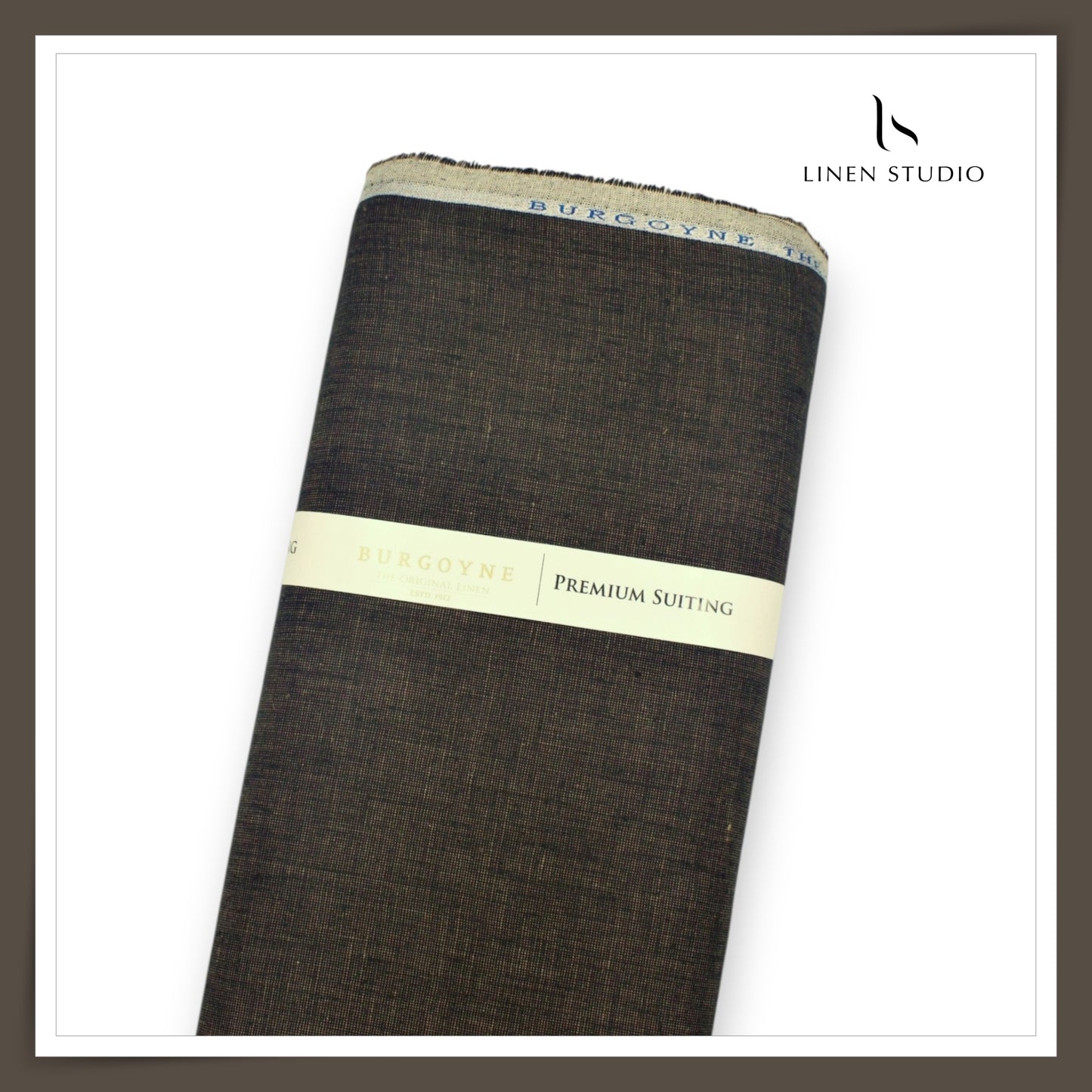 40 Lea Pure Linen Suiting by Burgoyne - Brownish Black Pick & Pick Textured (NEW)