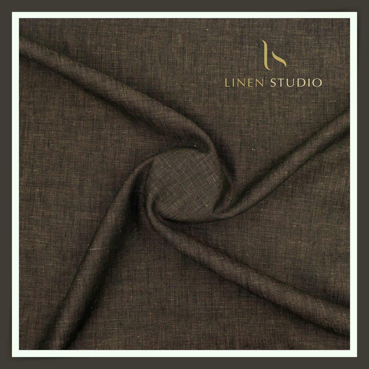 40 Lea Pure Linen Suiting by Burgoyne - Brownish Black Pick & Pick Textured (NEW)