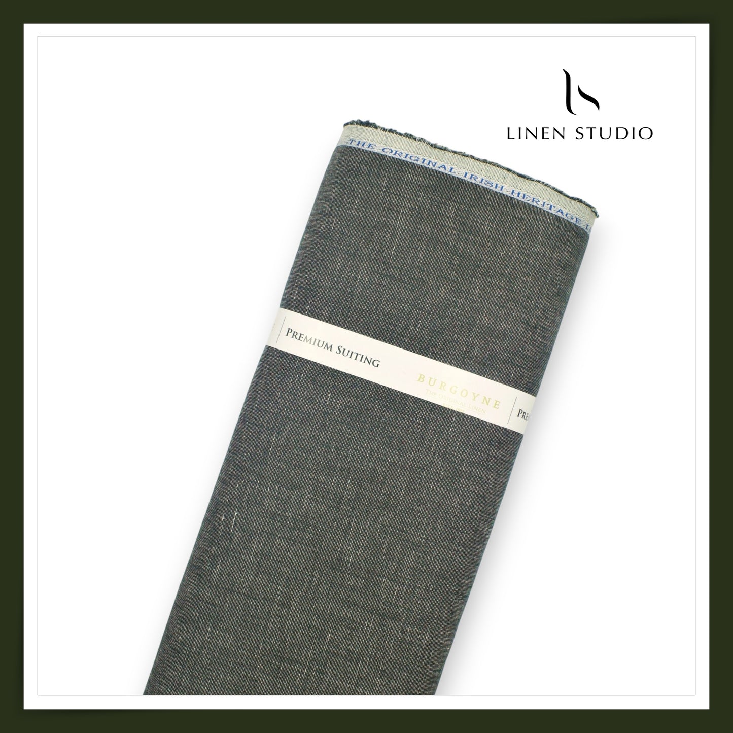 40 Lea Pure Linen Suiting by Burgoyne - Greyish Black Pick & Pick Textured (NEW)