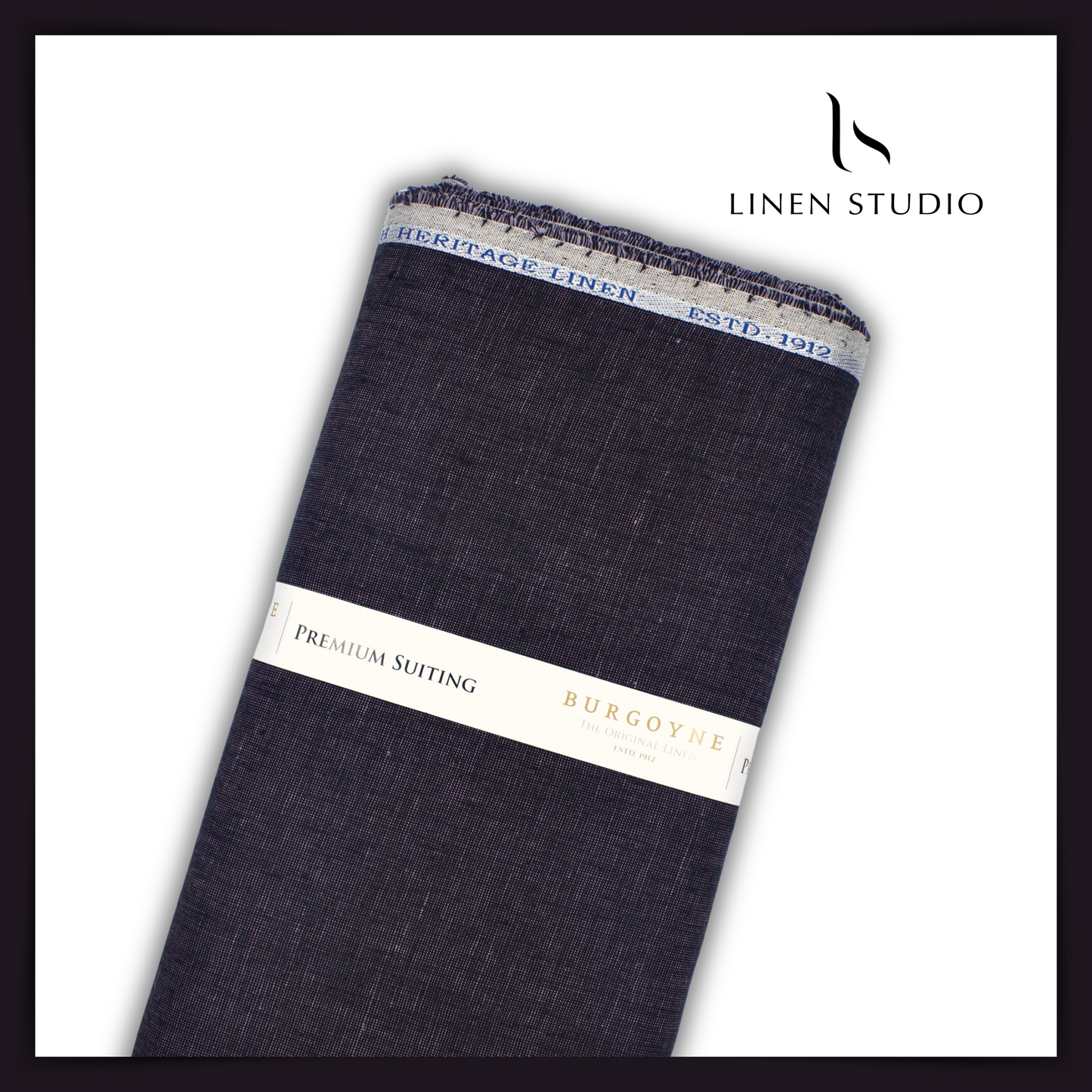Burgoyne Pure Linen Premium Suiting - Purplish Black - Linen Studio