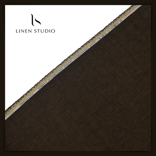 Burgoyne Pure Linen Premium Suiting - Brownish Black - Linen Studio