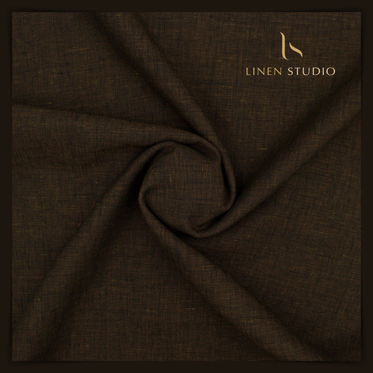 Burgoyne Pure Linen Premium Suiting - Brownish Black - Linen Studio