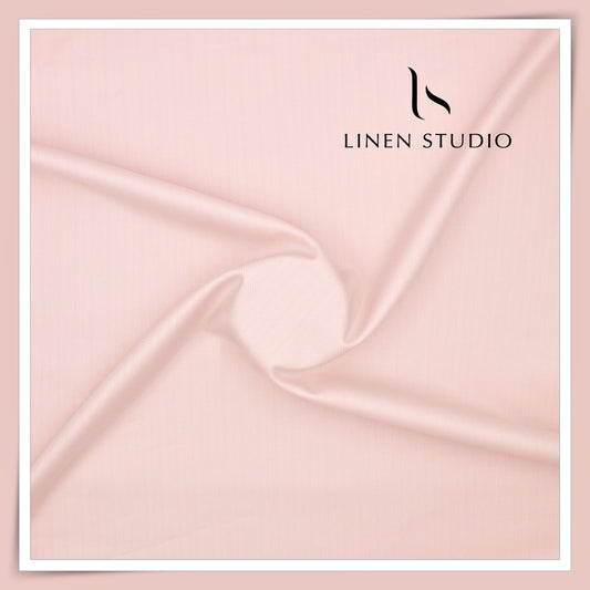 100% Finest Giza Cotton Shirting by Burgoyne - Pink Herringbone Stripes (NEW) (Zoom In)
