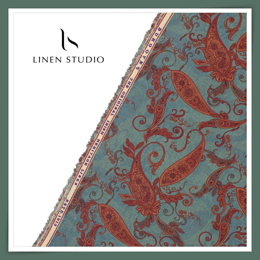 Burgoyne 70 Lea Premium Linen Digital Print - Greyish Turquoise (Fastest Selling)
