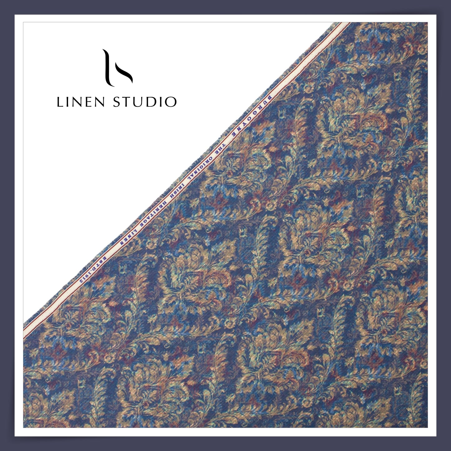 Burgoyne 70 Lea Premium Linen Digital Printed Shirting - Marble Blue Abstract (NEW)