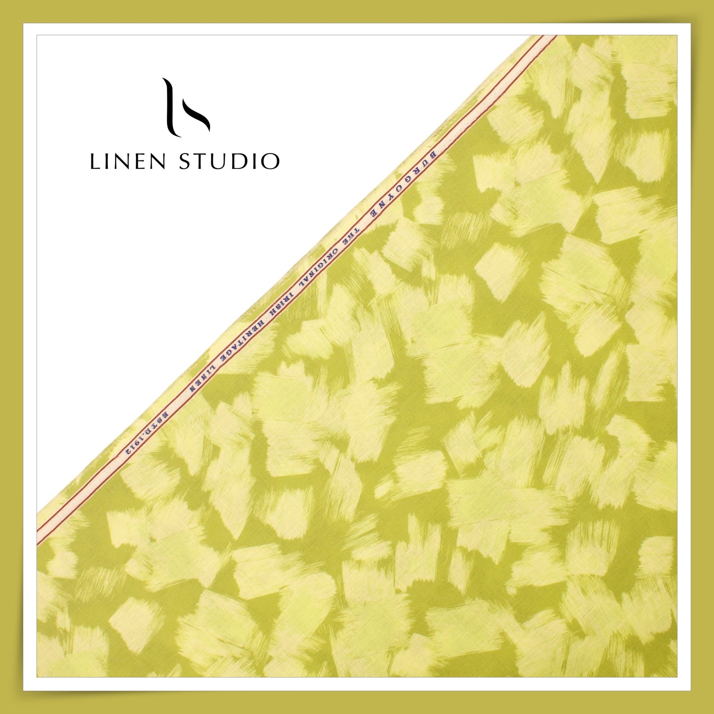 Burgoyne 70 Lea Premium Linen Digital Printed Shirting - Green & Yellow (NEW)