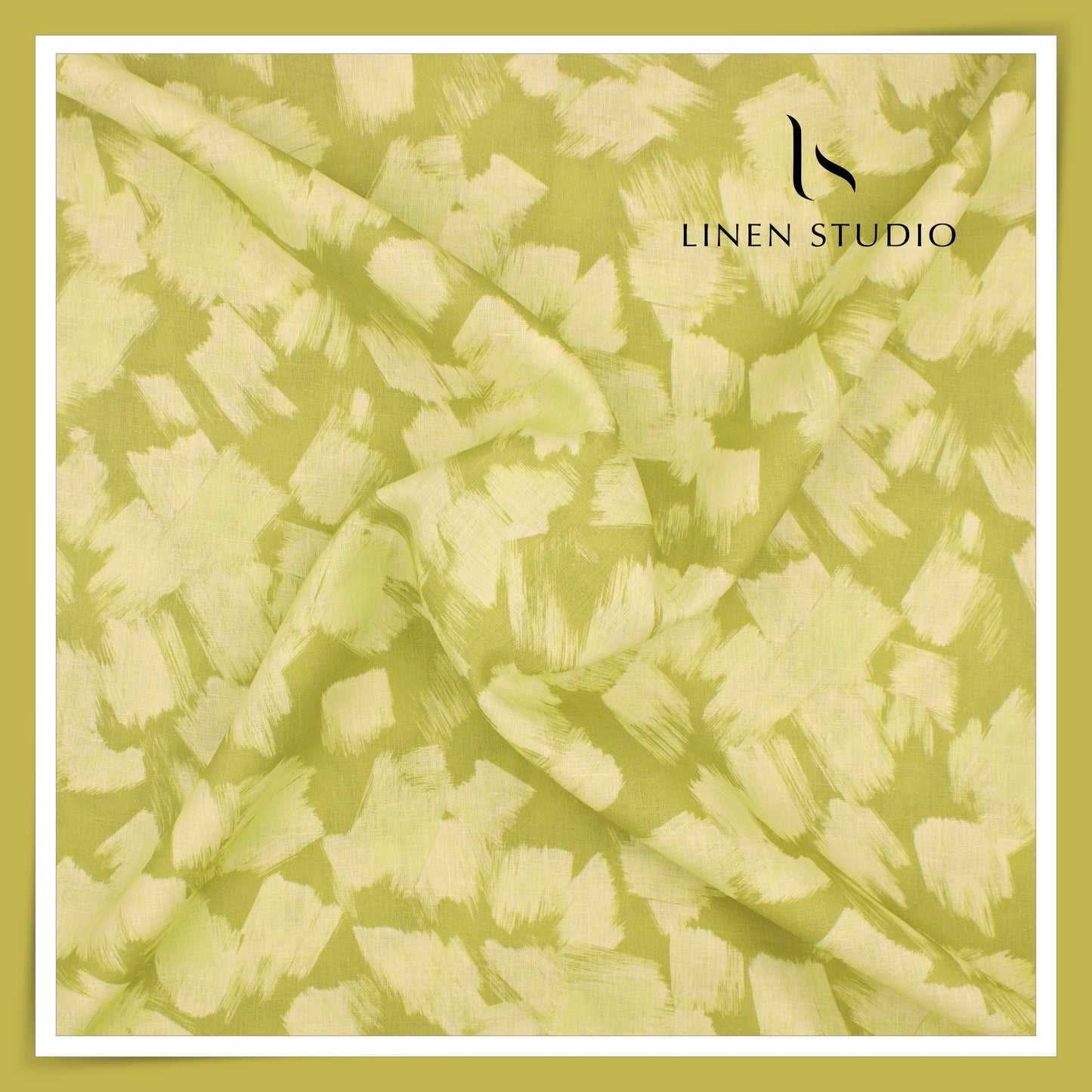 Burgoyne 70 Lea Premium Linen Digital Printed Shirting - Green & Yellow (NEW)